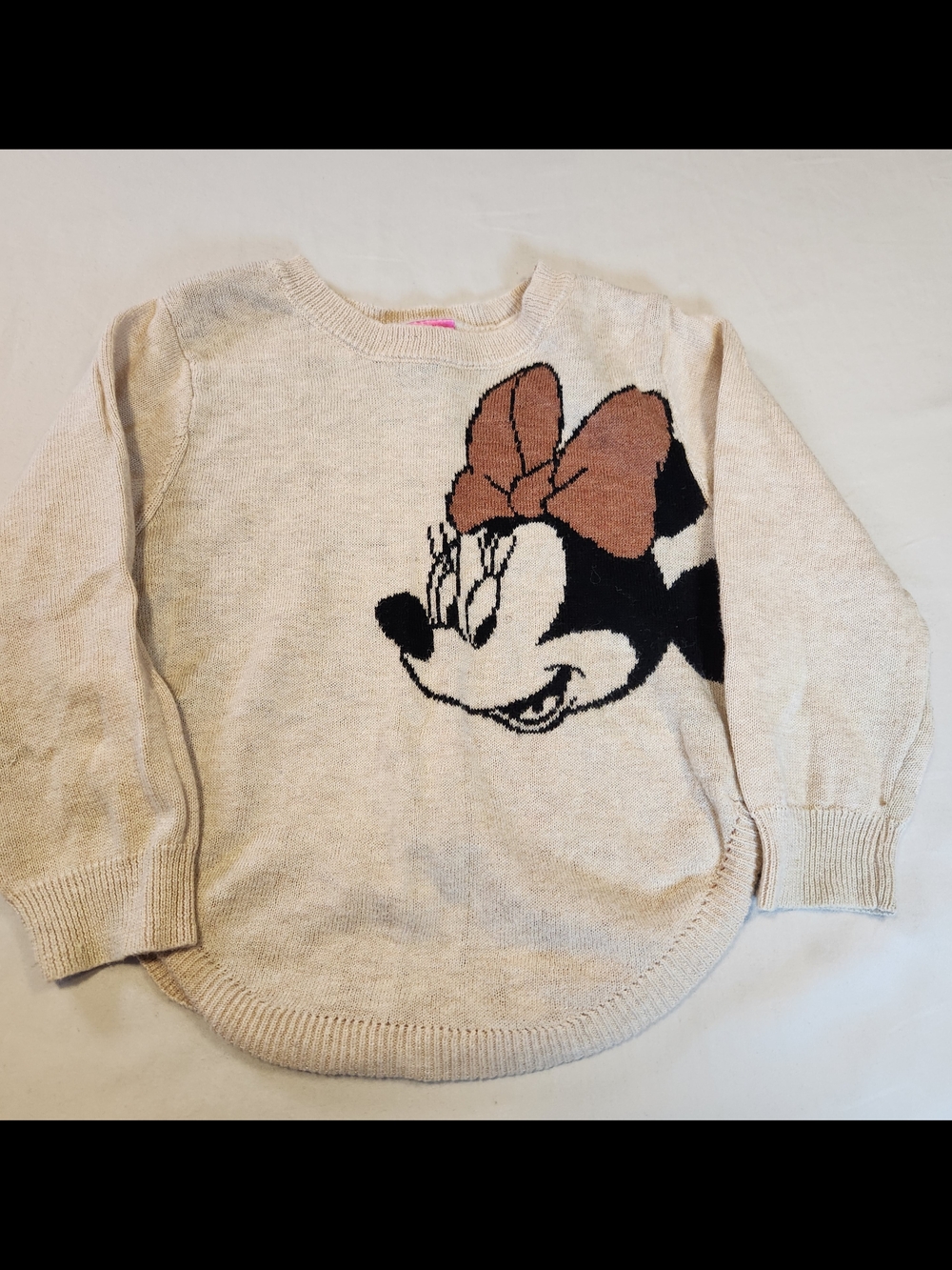 Disney Junior Minnie Mouse Beige Pullover Sweater 18M Knit Cotton